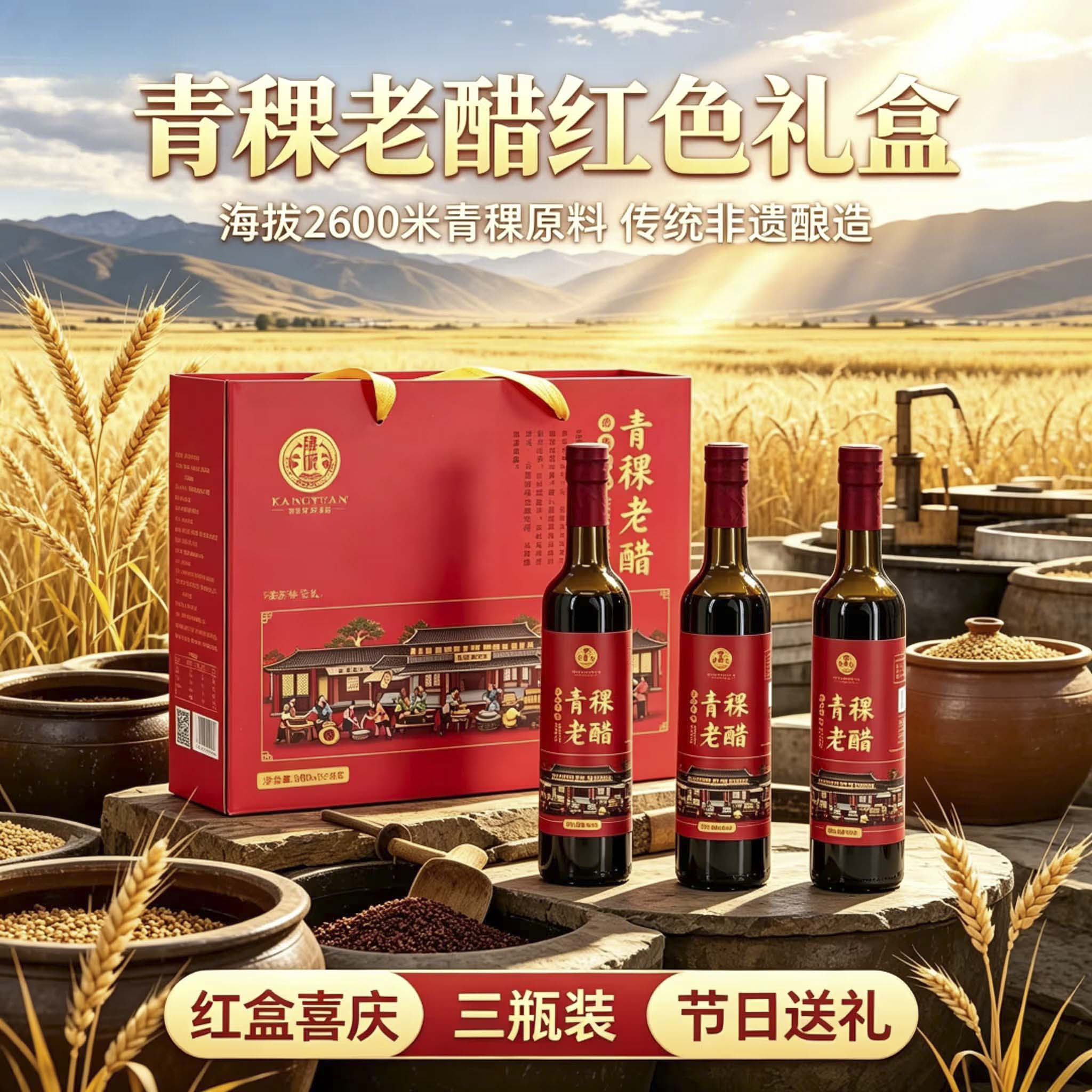 康源青稞老醋礼盒500ml*3